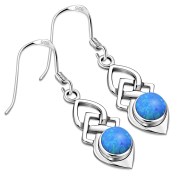 Synthetic Azure Opal Celtic Silver Earrings Set - e309